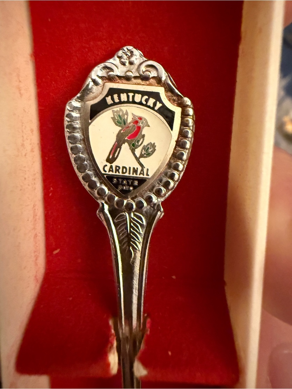 Kentucky Cardinal Souvenir Collectible Spoon - Silver Tone with Red Accents